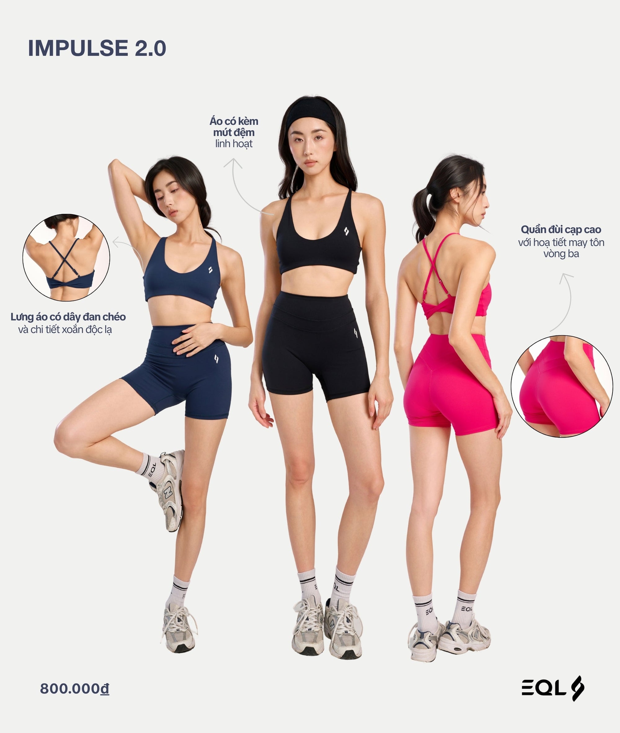 Impulse 2.0 - Xanh Navy (Set Quần Đùi) - EQL Apparel - Impulse 2.0 - Xanh Navy (Set Quần Đùi) -
