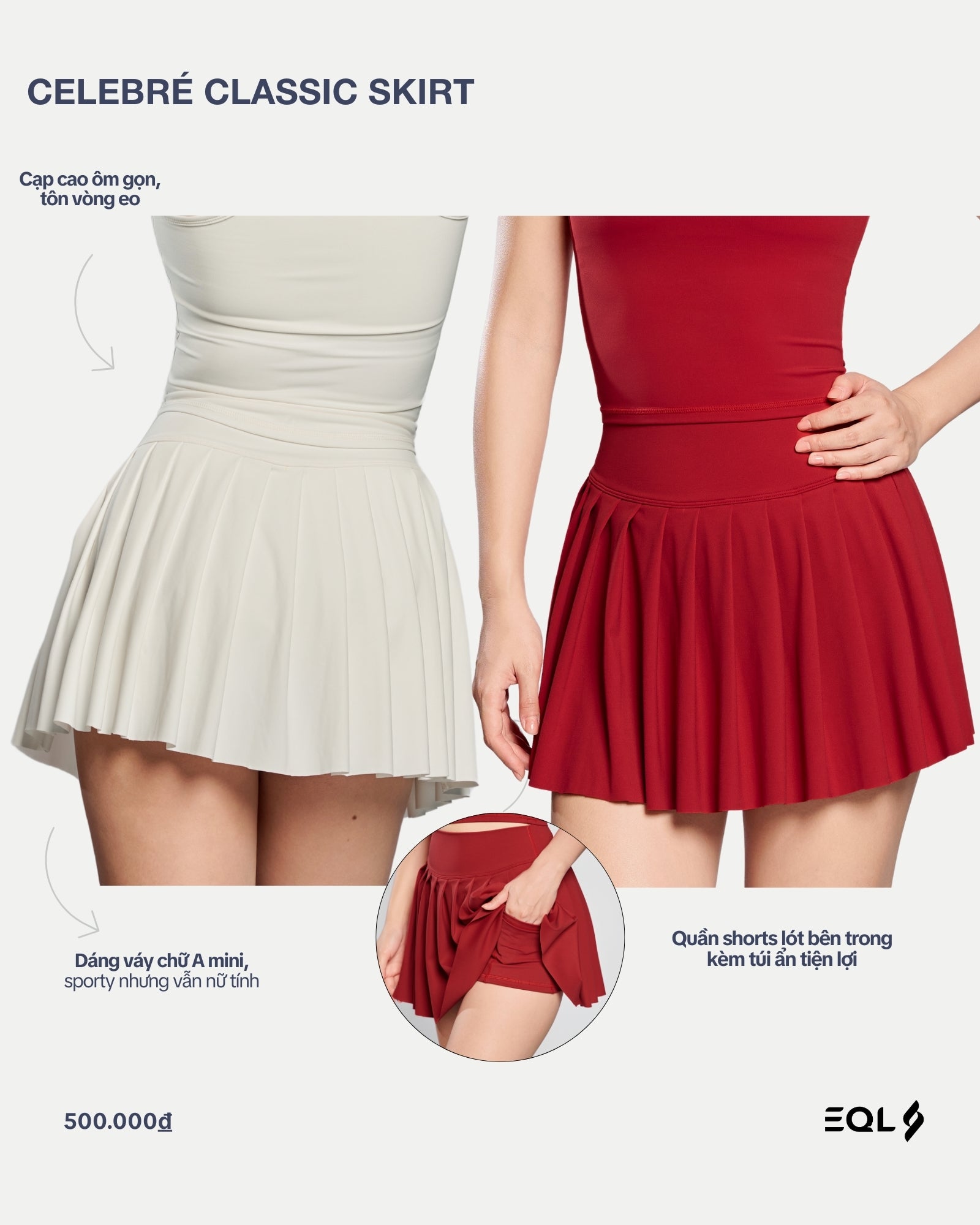 Celebré Classic Skirt - Đỏ Dâu