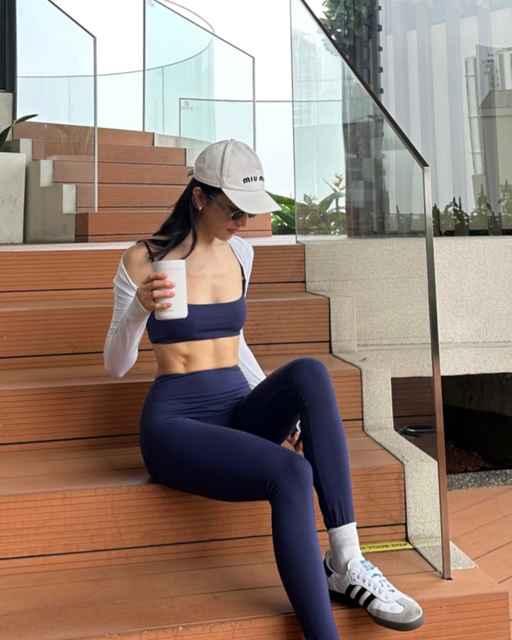 eql apparel set shine in purple, activewear for gym yoga pilates