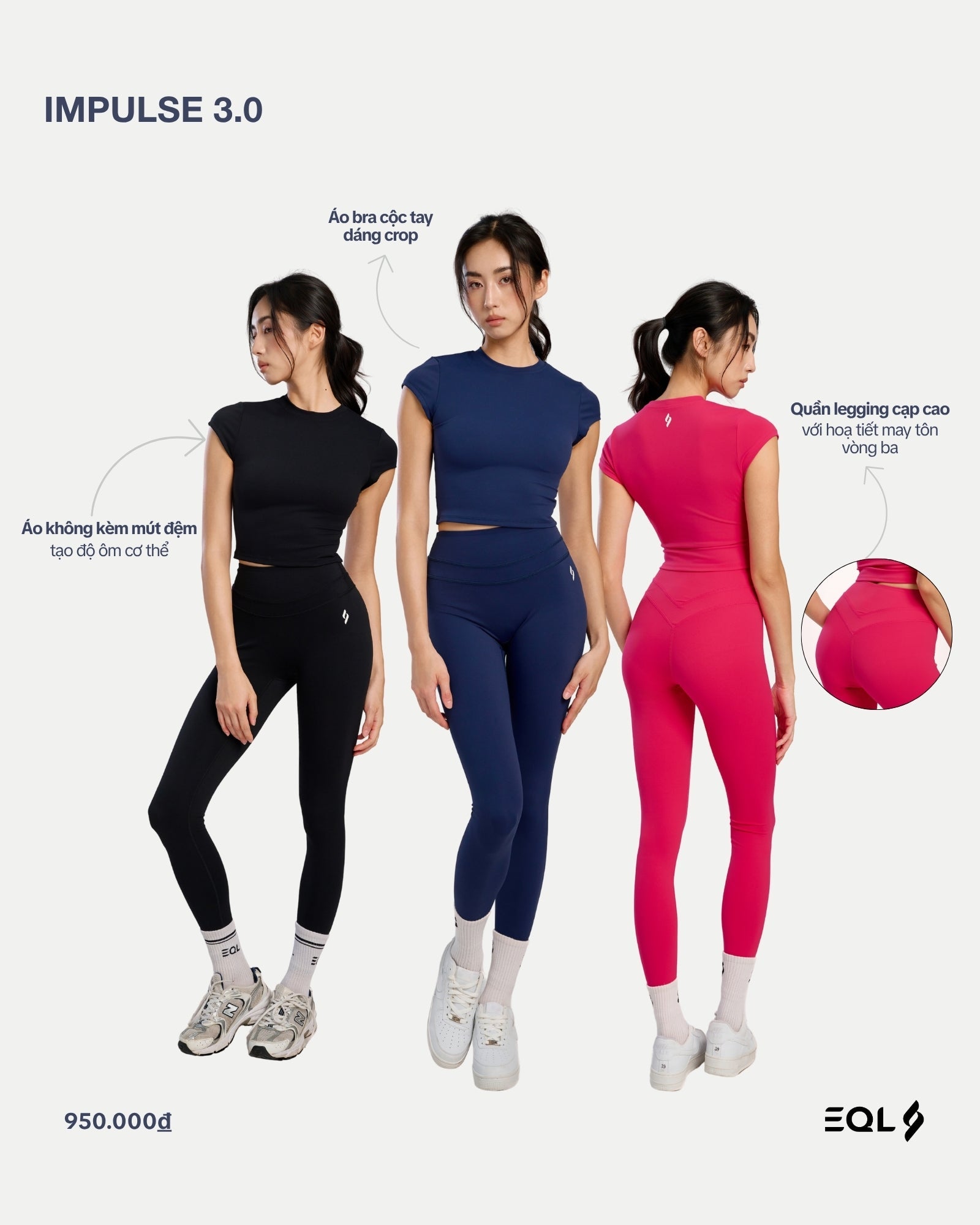 Impulse 3.0 - Xanh Navy (Set Legging Dài) - EQL Apparel - Impulse 3.0 - Xanh Navy (Set Legging Dài) - 